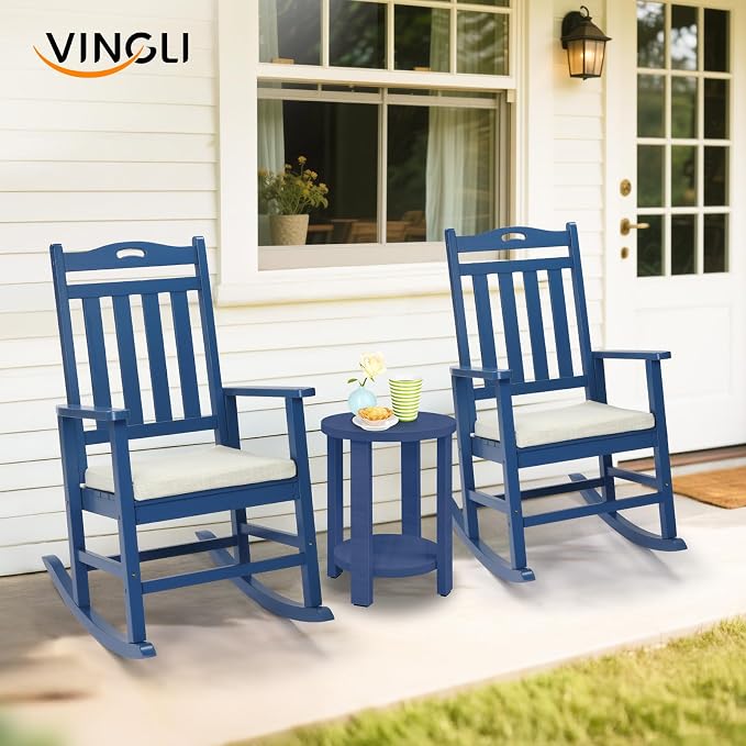 VINGLI Outdoor Rocking Chair Set of 2 Wood Rocking Chair - Image 2