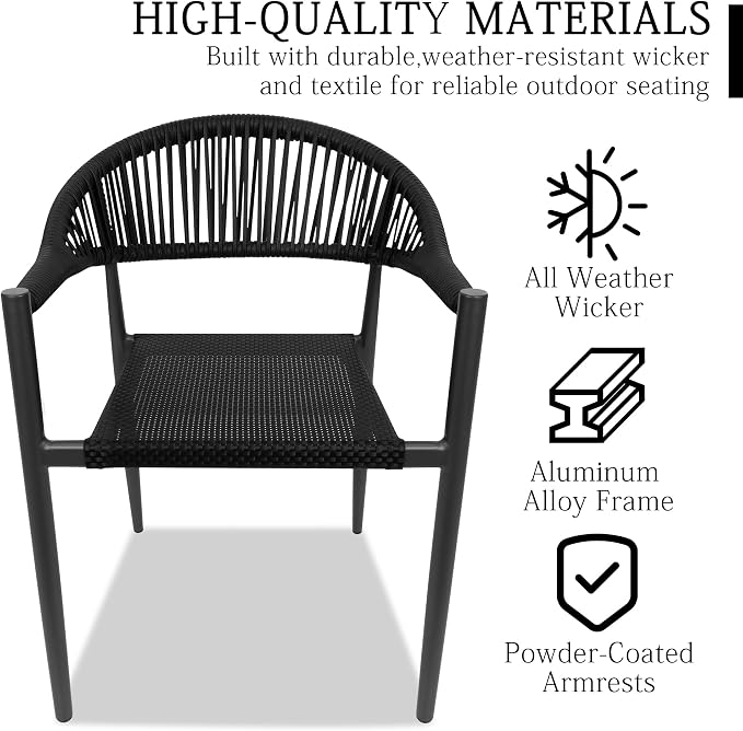 TWT Patio Dining Chairs Outdoor Stackable - Image 7