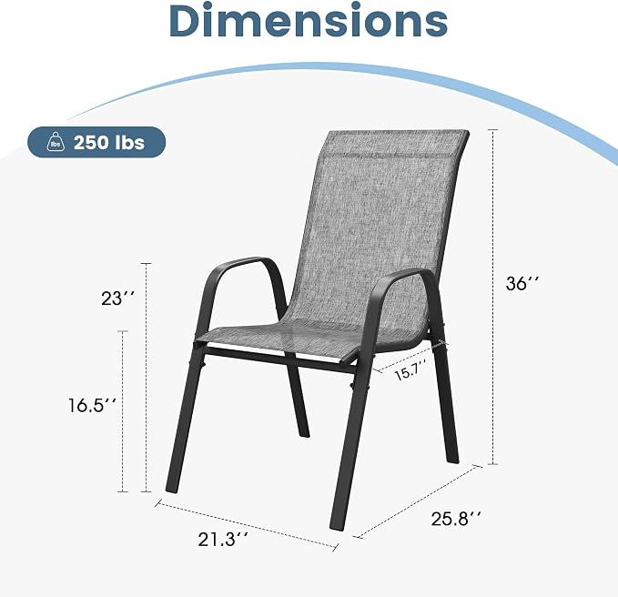 DIFY Patio Chairs Set of 4, Stackable Outdoor Dining Chairs Set - Image 3