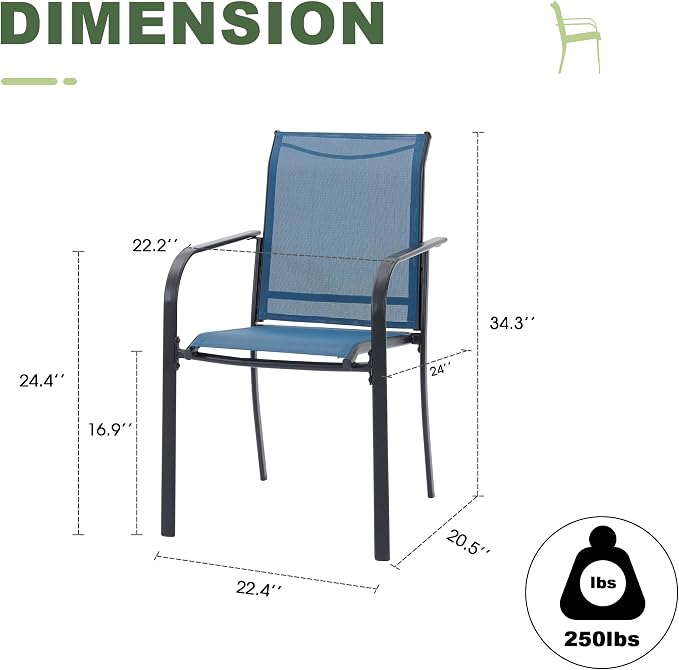 Outdoor Chairs Set of 4, Stackable Patio Dining Chairs - Image 3