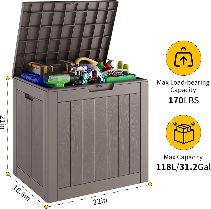 32 Gallon Outdoor Storage Box 2 Pack All-Weather Deck Box - Image 2