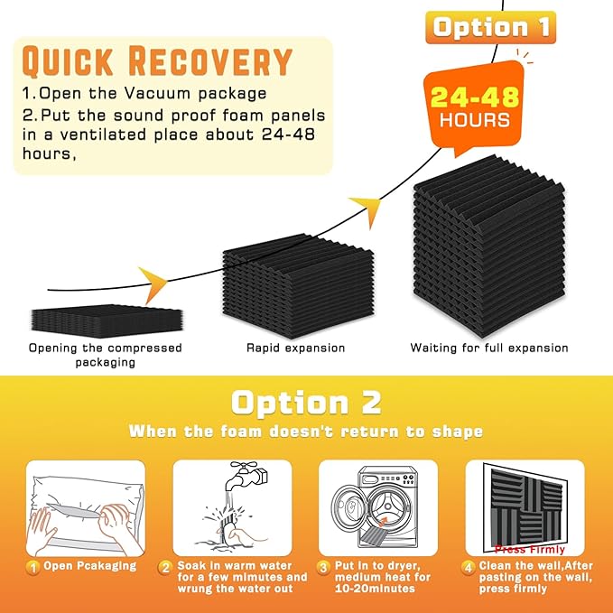 56 Pack Acoustic Foam Panels, 12 x 12 x 1 Inches Mirovant Sound Proof Foam Panels for WallsTriangle-groove soundproofing foam Soundproofing Studio Foam Noise Absorbing Black