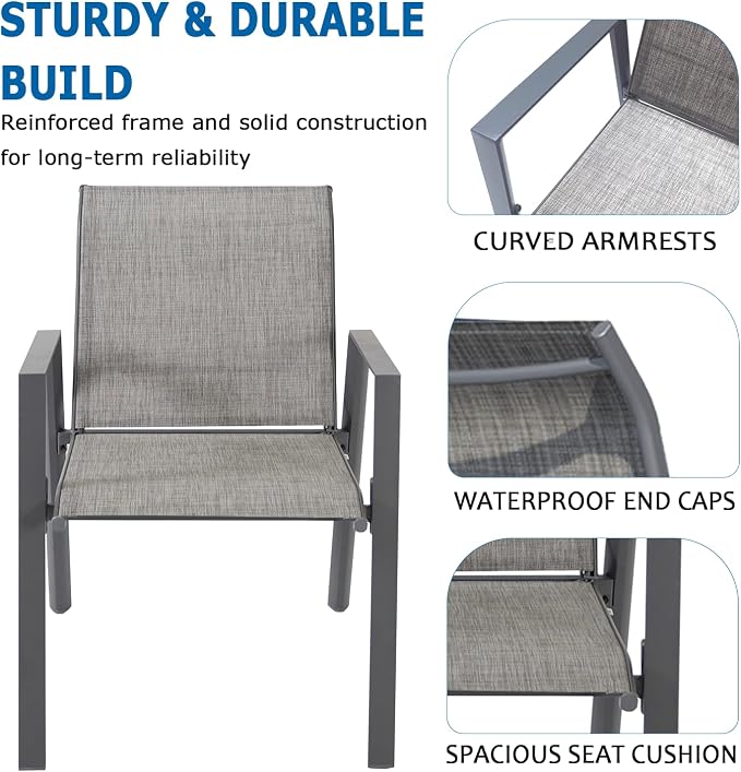 Outdoor Patio Chairs Set of 2, Lightweight Patio Set - Image 5