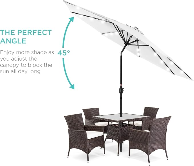 Best Choice Products 10ft Solar Polyester LED Lighted Patio Umbrella w/Tilt - Image 2