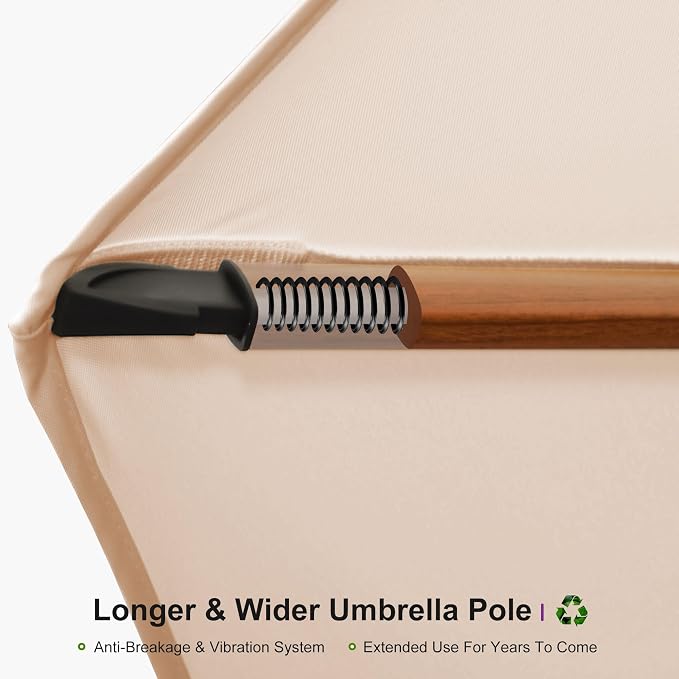 PURPLE LEAF Cantilever Umbrella 11ft Wood-Grain Finish, Heather Taupe | Block - Image 7