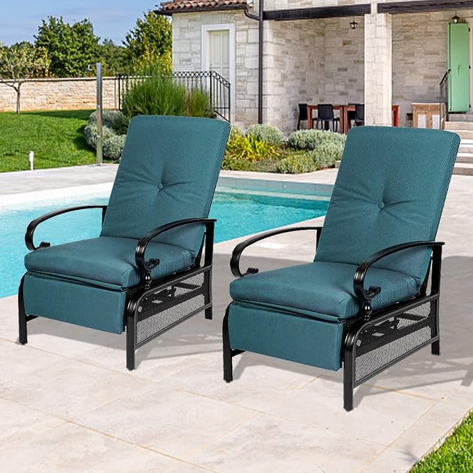 Incbruce Outdoor Lounge Chair Set of 2 Patio Furniture Adjustable Recliner - Image 2