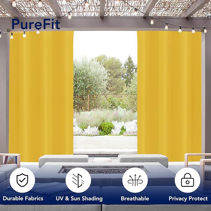 PureFit Outdoor Curtains for Patio Waterproof Weatherproof Outside Curtains | - Image 3