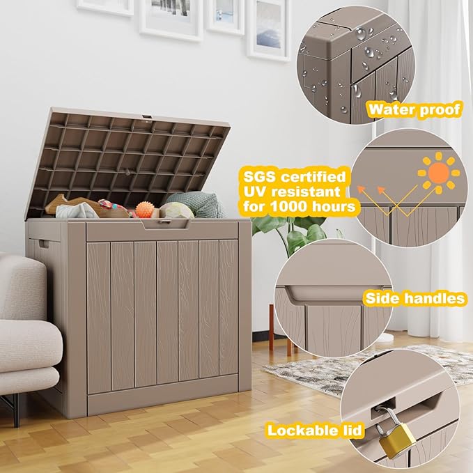 35 Gallon Outdoor Storage Box, Lockable Waterproof Deck Box - Image 6