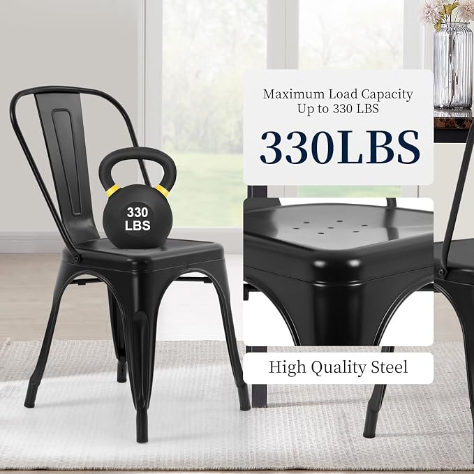FDW | Metal Dining Chairs | Set of 4 - Image 6