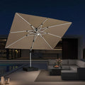 PURPLE LEAF Cantilever Umbrella 9' X 12' Double Top LED Light, Deep Beige | 7 by PURPLELEAF
