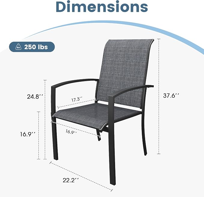 DIFY Patio Chairs Set of 6, Stackable Outdoor Dining Chairs - Image 2