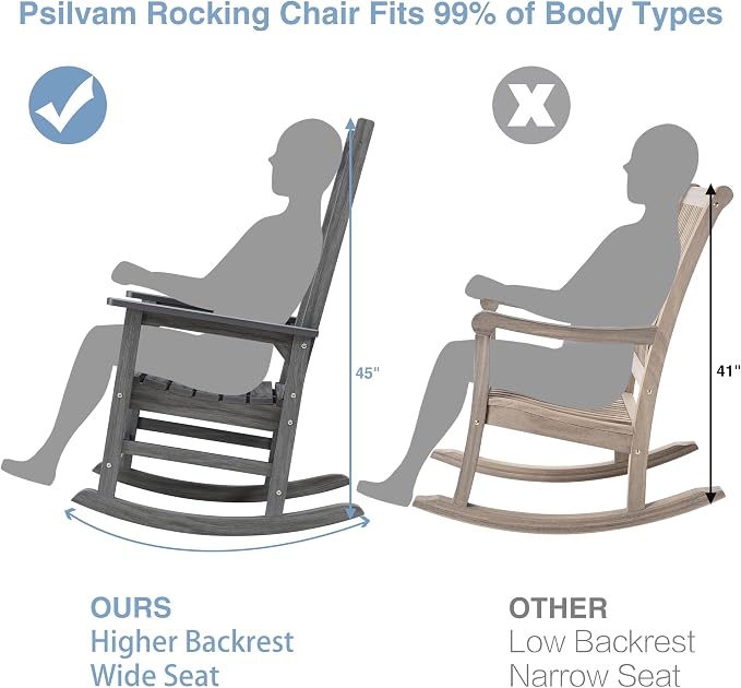 Outdoor Rocking Chairs Set of 2, Oversized Porch Rocker | Weather Resistant - Image 3