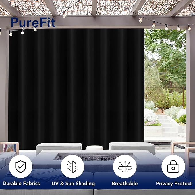 PureFit Outdoor Curtains for Patio Waterproof Weatherproof Outside Curtains | - Image 3