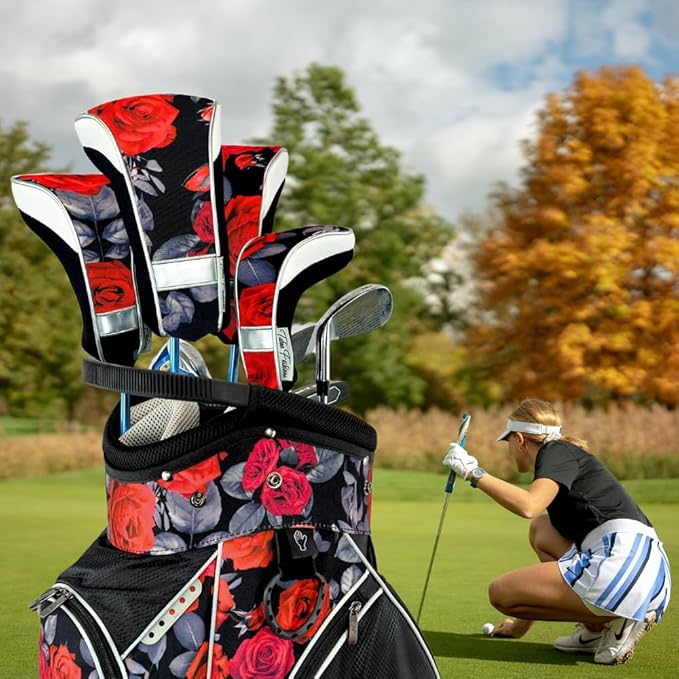 Taboo Fashions Monaco Golf Club Covers for Women - Numbered Golf Headcovers Set for Driver, Fairway and Hybrid Clubs - Weather Resistant, Pack of 4