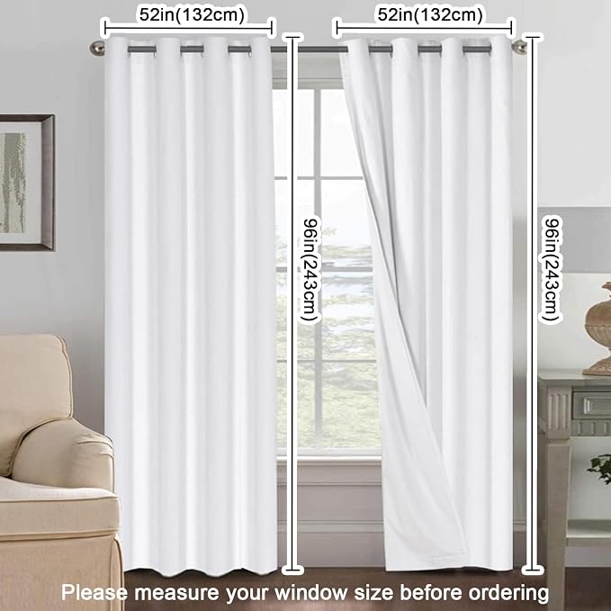 H.VERSAILTEX White Curtains 96 inches Long, 100% Blackout Curtains - Image 7