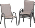 Patio Chairs Set of 4, Stackable Outdoor Dining Chairs | All Weather Dining Set by ONBRILL