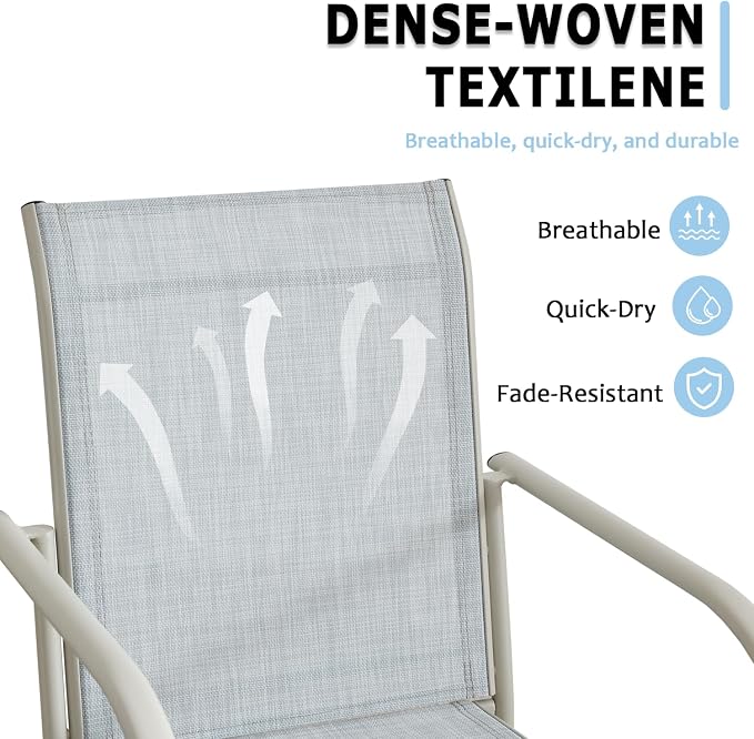 Stackable Patio Chairs Set of 4, Outdoor Dining Chairs - Image 5