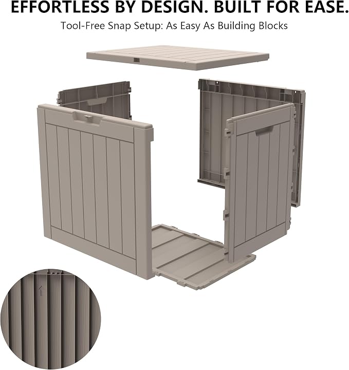 Outdoor Storage Box, 35 Gallon Waterproof Deck Box, Quick Snap-Lock Resin - Image 8