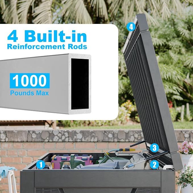 320 Gallon Outdoor Deck Box, Resin Waterproof Storage Box - Image 5