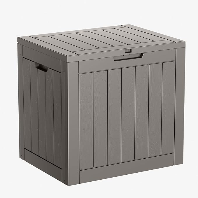 PatioZen 31 Gallon Resin Deck Box, Lockable Patio Outdoor Storage Box by OutdoorLivingPerfected