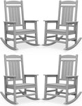 SERWALL Outdoor Rocking Chair Set of 4, Patio Rocking Chair, Light Gray | HDPE by SERWALL