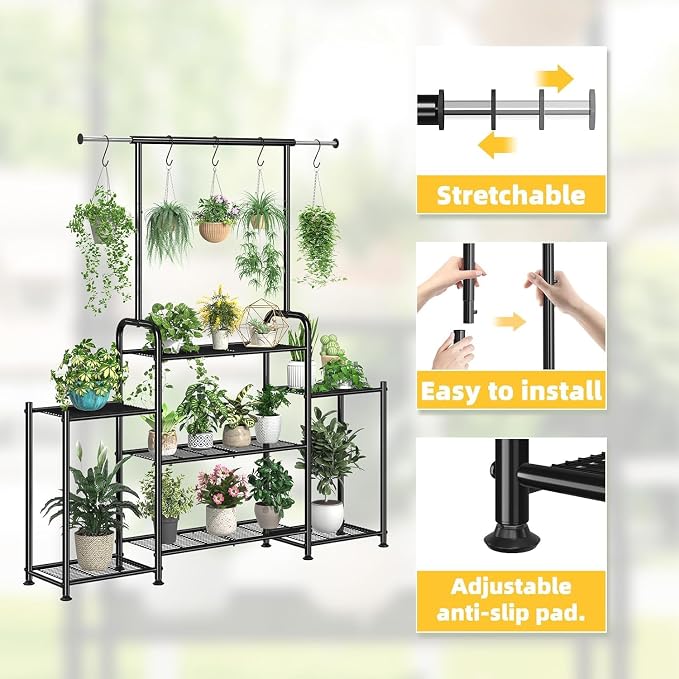 Simple Trending Plant Stand Indoor Outdoor, Metal 3 Tier Tall Hanging Plant - Image 7