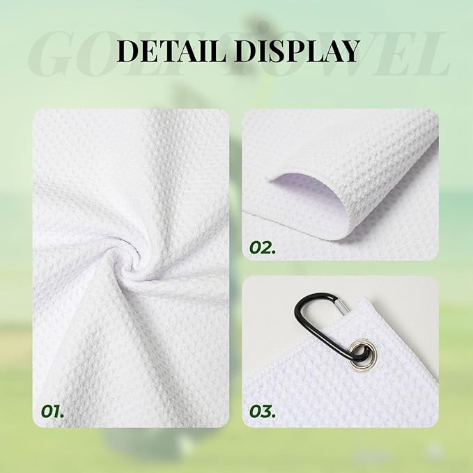 Chocolate Golf Towel Waffle Microfiber with Hook Detachable Clip 24x16in