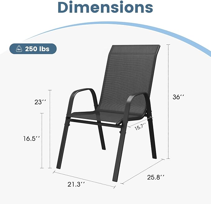 DIFY Patio Chairs Set of 4, Stackable Outdoor Dining Chairs Set - Image 3