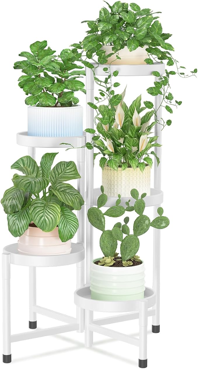 iDavosic.ly Plant Stand Indoor Outdoor, 5 Tier Metal Corner Shelf, Folding by iDavosicly