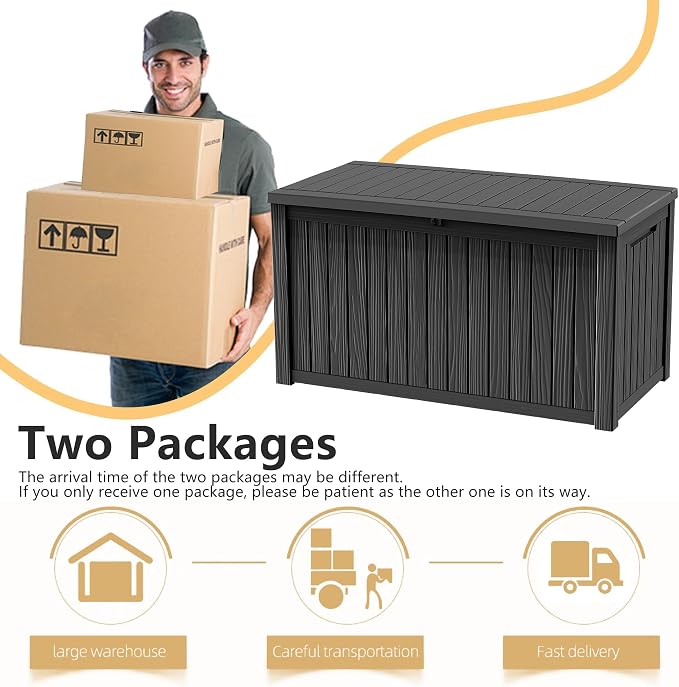 ROJIK 180 Gallon Outdoor Storage Box Waterproof-Patio Furniture Resin Deck Box - Image 7