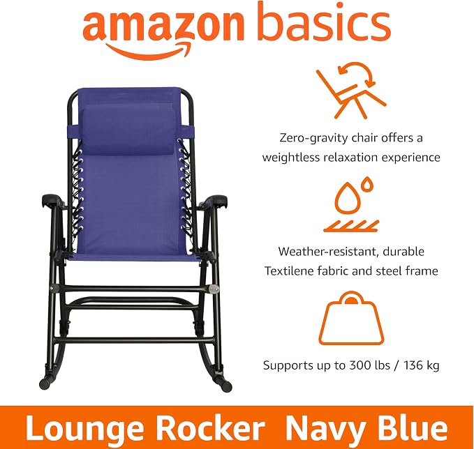 Amazon Basics Outdoor Portable Folding Rocking Chair - Image 3
