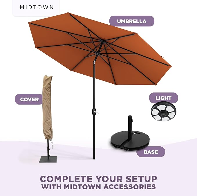 Midtown Umbrellas 10-Year-No-Fade - 8 Ft - UV Proof Dark Orange Polyester - Image 8