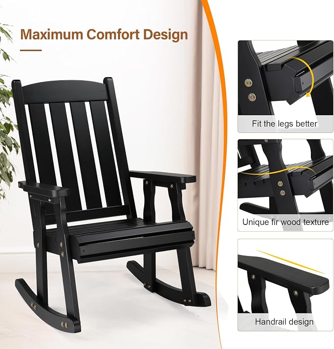 VINGLI Outdoor Rocking Chair Set of 2, Heavy Duty 600 LBS Rocker, Weatherproof - Image 6