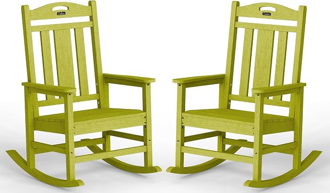Oversized Outdoor Rocking Chairs Set of 2, 380lbs Heavy-Duty Large Patio Rocker by CIOKEA