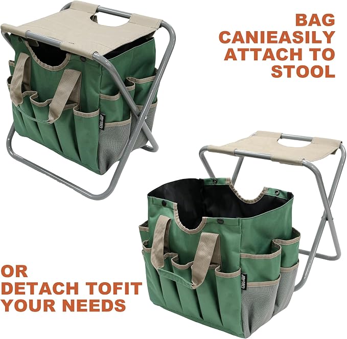 Folding Gardening Stool with Detachable Storage Tote Bag, Gardening Tools Set - Image 5