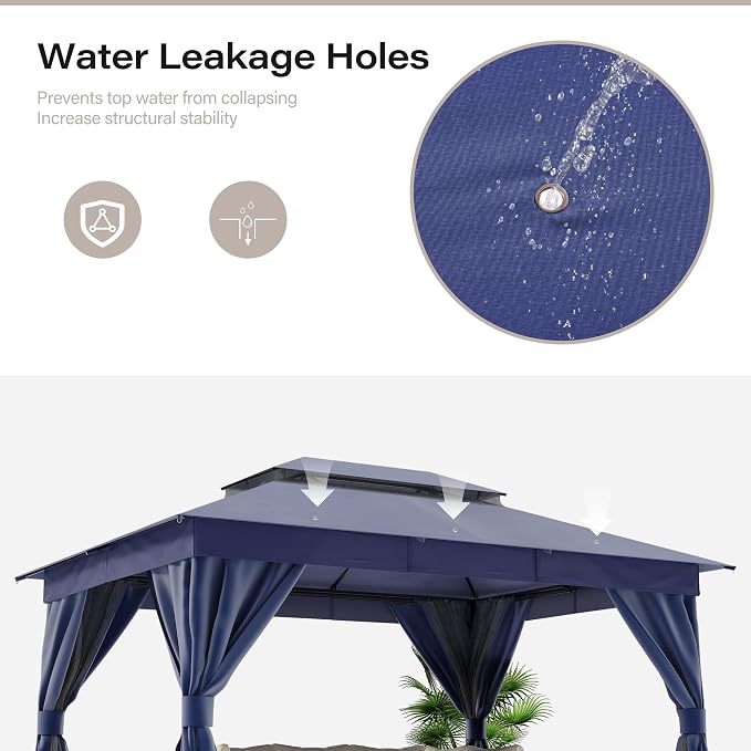 10'x13' Outdoor Gazebo, Metal Frame Heavy Duty Patio Canopy Tent Shelter - Image 7