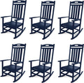 Outdoor Rocking Chair Set of 6, All-Weather Resistant Poly Lumber Rocker Chair by Adiromoti