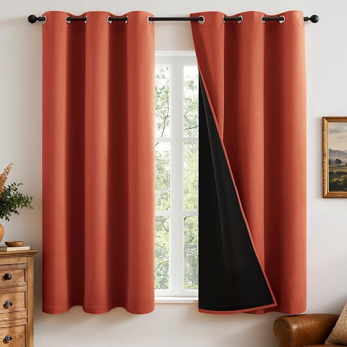 MIULEE Fall Burnt Orange 100% Blackout Curtains by MIULEE