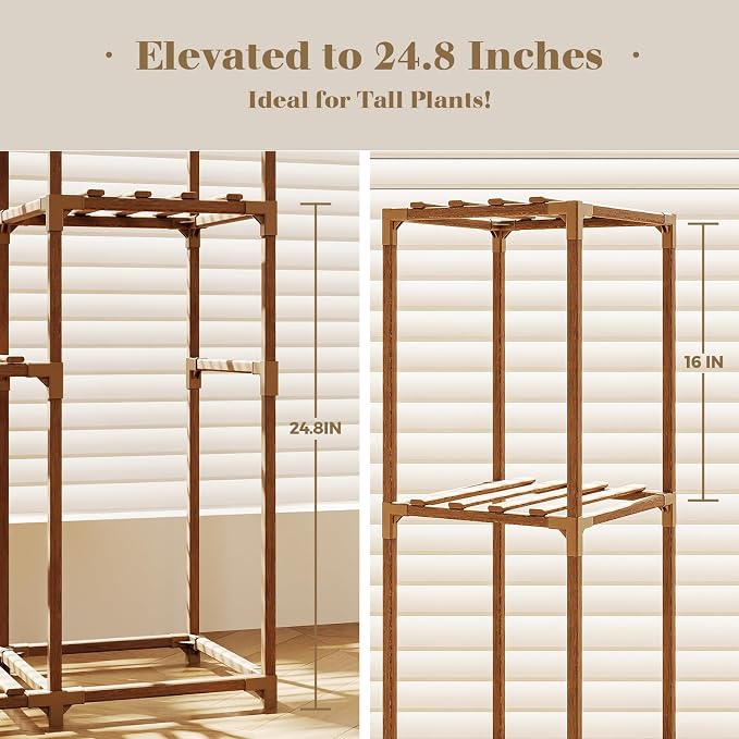 Bamworld Tall Plant Stand Indoor Wood Plant Shelf Outdoor Tiered Plant Rack | - Image 2