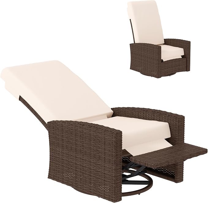 Outsunny Outdoor Wicker Swivel Recliner Chair, by Outsunny