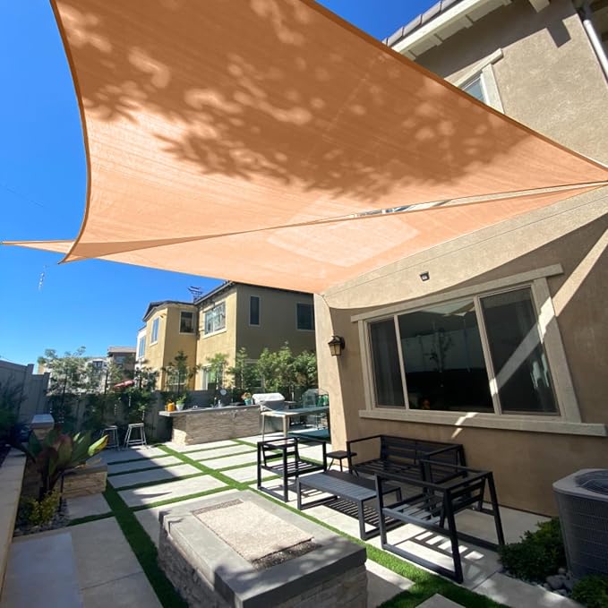 Sun Shade Sail 7'x13'x14.8' Peach Fuzz Triangle Custom Size | 95% UV Block by SUNLAX