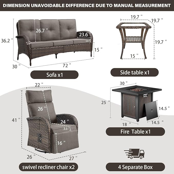 5 Piece Wicker Patio Furniture Set - Image 2