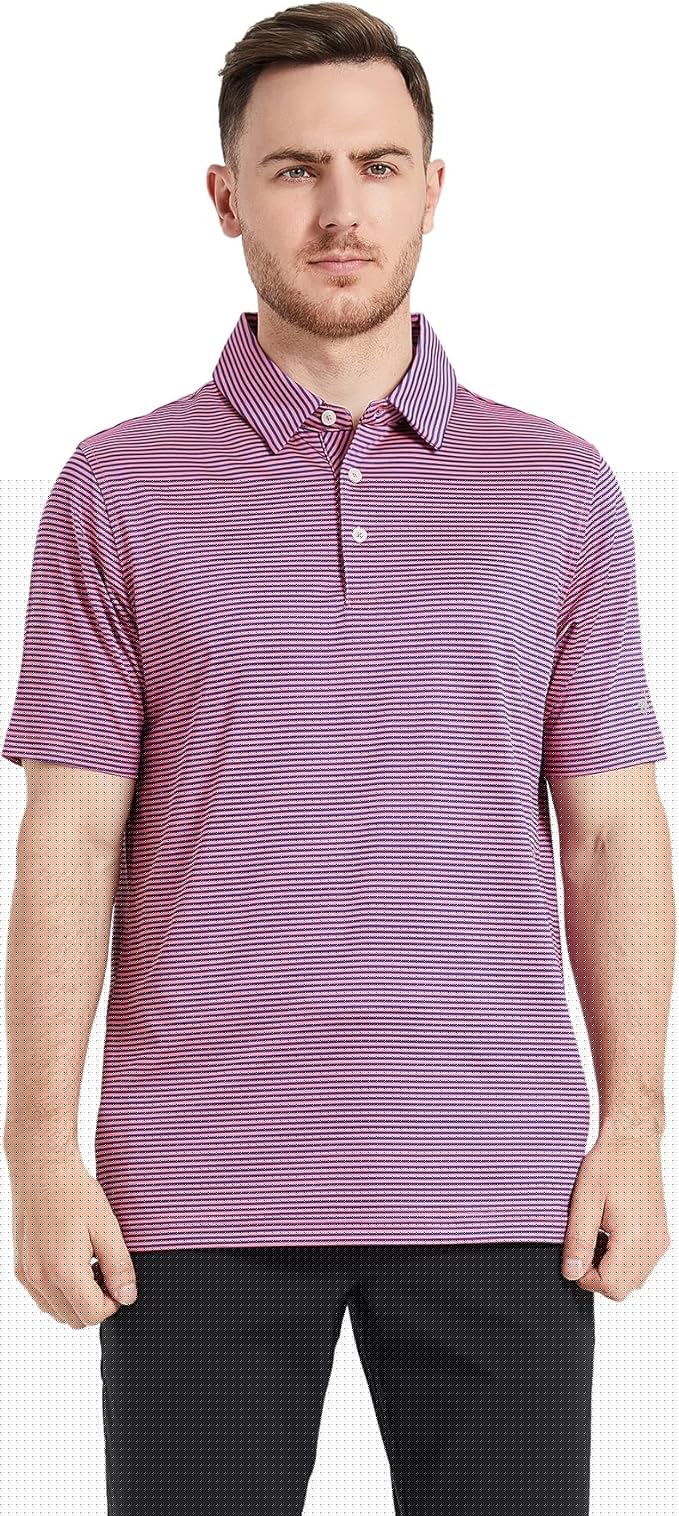 Golf Shirts for Men Dry Fit Short Sleeve Print Performance Moisture Wicking Polo Shirt