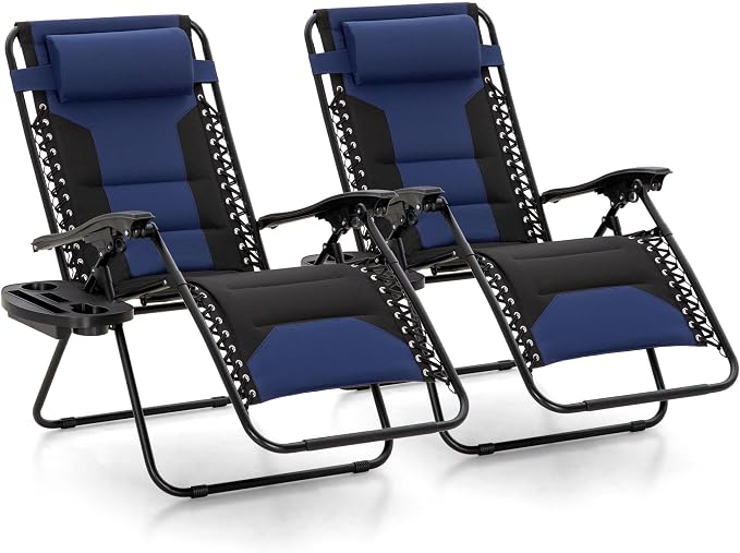 MFSTUDIO Padded Zero Gravity Chair, Cup Holder, 28in Seat, Removable Cup Holder by MFSTUDIO