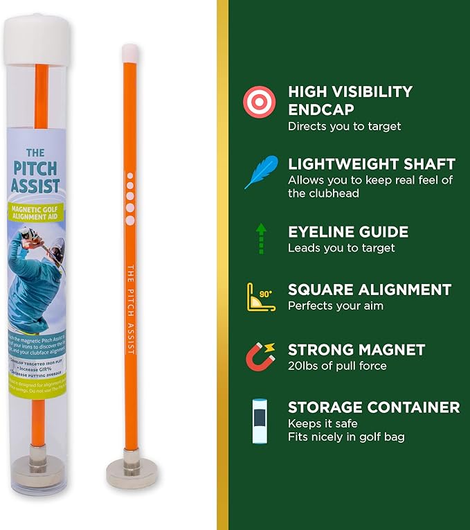 Golf Alignment Rods: Magnetic Club Alignment Stick Demonstrates Correct Golf Swing Aim, Golf Training Aid Magnet Lie Angle Tool Training Aids Visualize