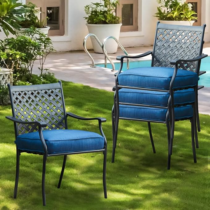 Patio Dining Chairs Stackable Outdoor Chairs Dining Furniture Set of 4 by PatioFestival