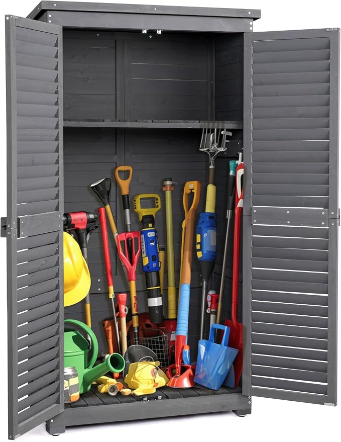 Outvita Outdoor Storage Cabinet, 2 Lockable Doors, 3 Adjustable Shelves by Outvita
