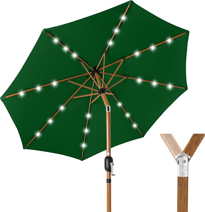 Best Choice Products 10ft Solar Market Patio Umbrella w/Woodgrain Pattern Pole by Unknown