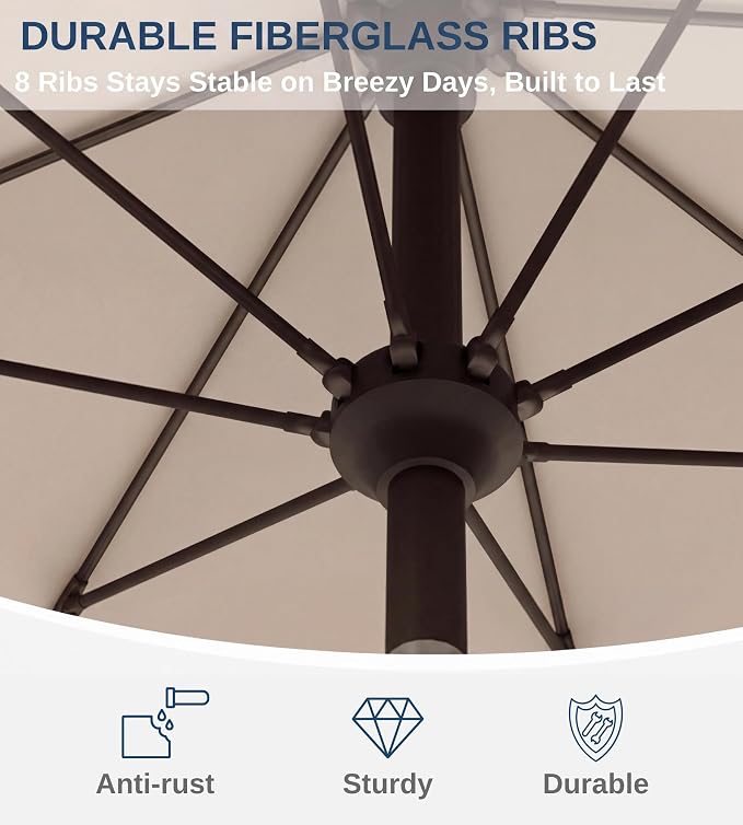 9FT Auto-Tilt Patio Umbrella|Outdoor Market Table Umbrella - Image 4
