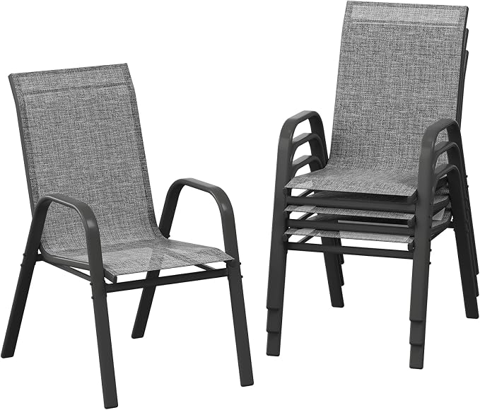 Garvee Patio Chairs Set of 4, Stackable Chairs by Garvee